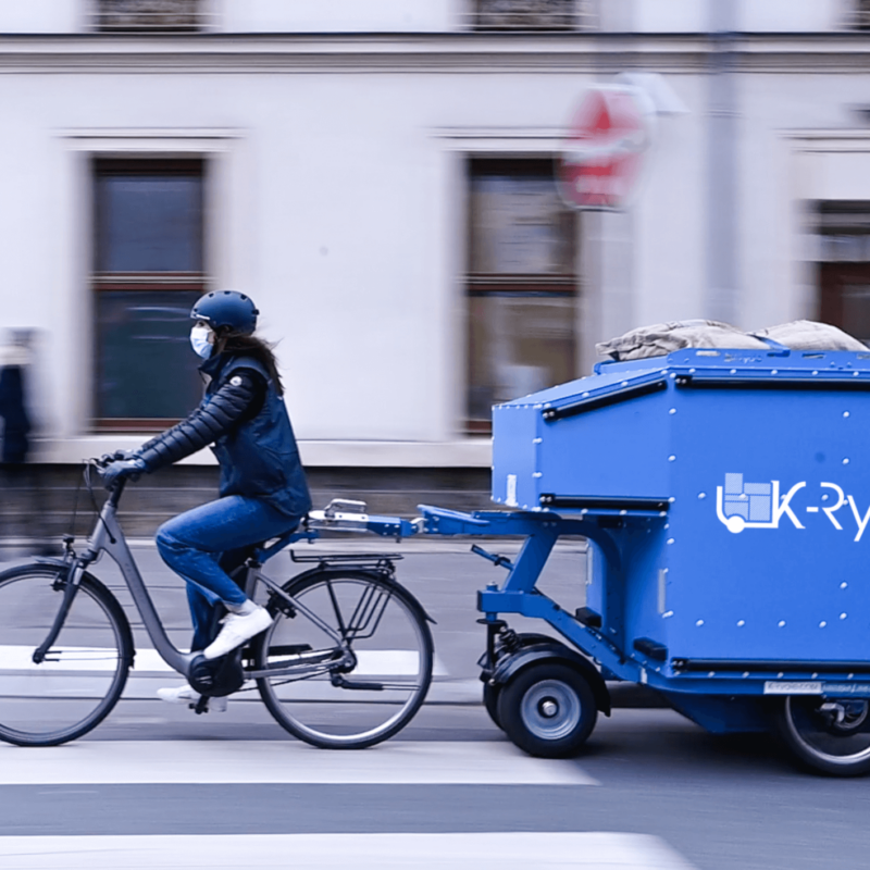 image représentant un charriot logistique du dernier kilometre pour lequel kickmaker a réalisé un banc de test